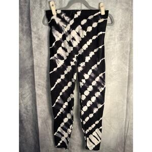 Victoria’s Secret PINK Tie Dye Leggings Black White High Waist Pants Size Large